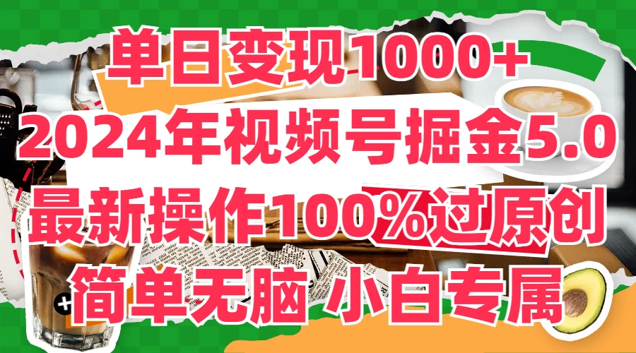 单日变现1000+，2024年视频号掘金5.0，最新骚操作100%过原创玩法，简单无脑，小白专属-星云科技 adyun.org