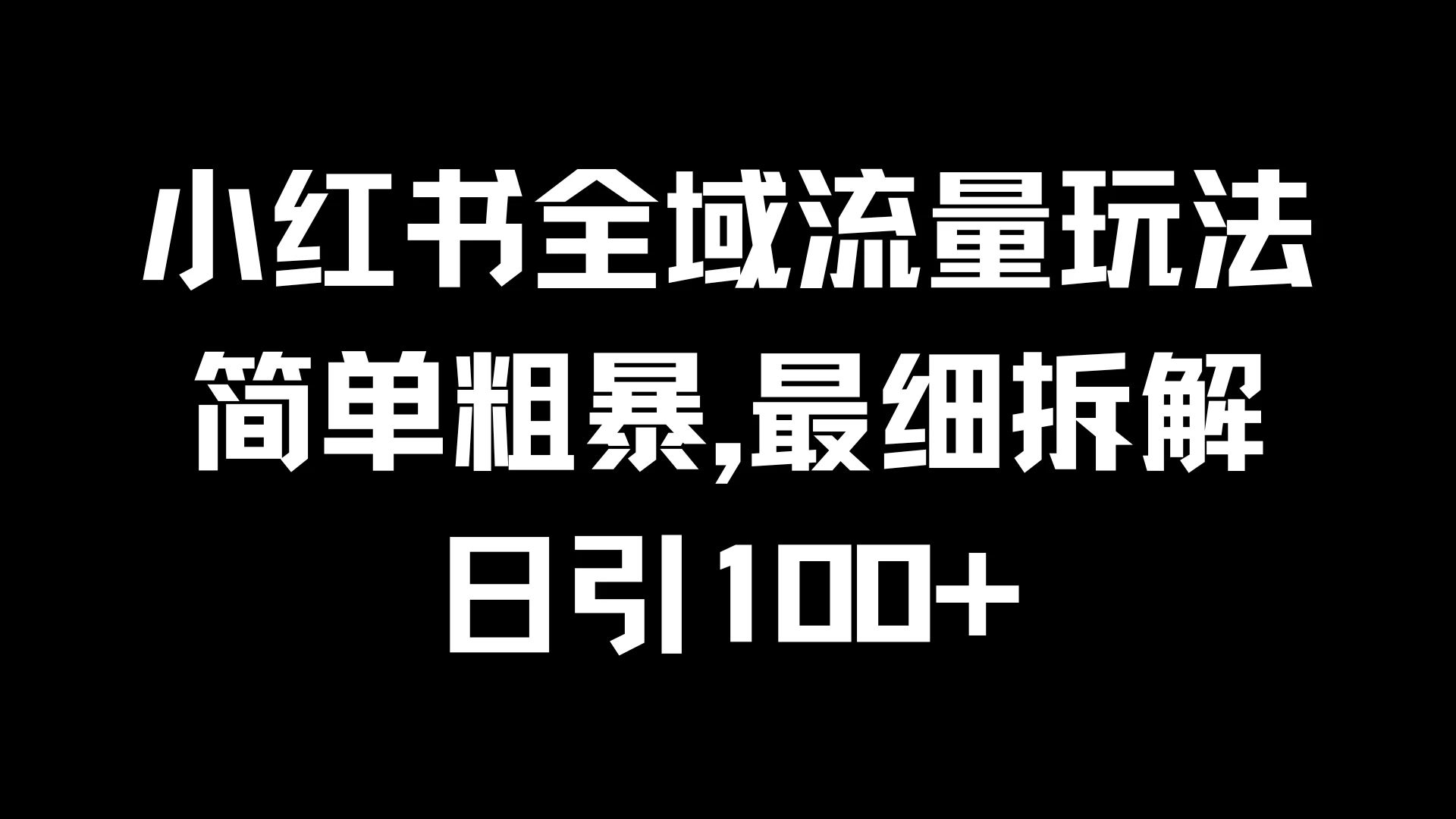 小红书全域流量玩法，简单粗暴，日引100+-星云科技 adyun.org