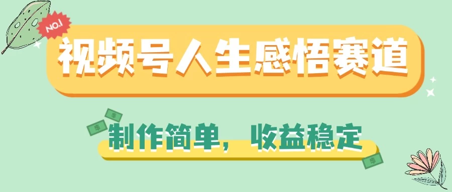 视频号人生感悟赛道，制作简单，收益稳定-星云科技 adyun.org