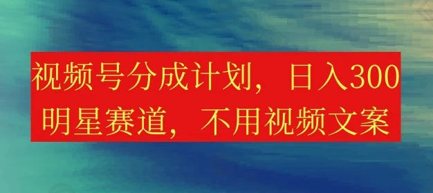 视频号分成计划，日入300+，明星赛道，不用写视频文案-星云科技 adyun.org