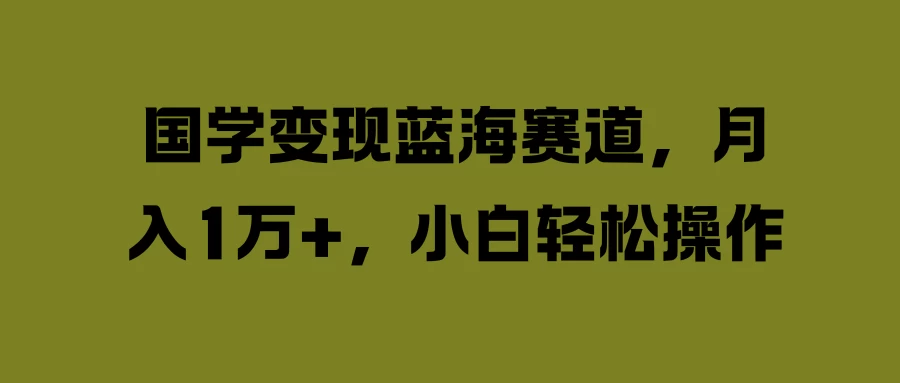 国学变现蓝海赛道，月入1万+，小白轻松操作-星云科技 adyun.org