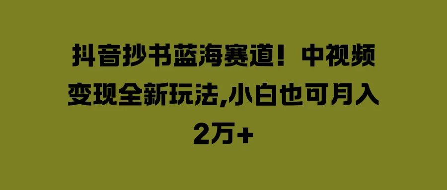 抖音抄书蓝海赛道！中视频变现全新玩法，小白也可月入2万+-星云科技 adyun.org