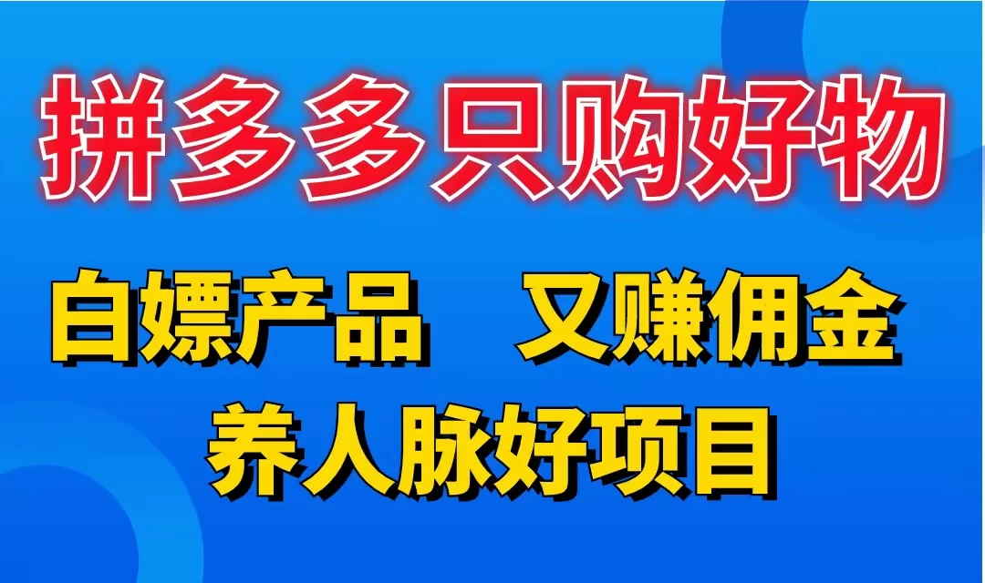 拼多多只购好物，白嫖产品，又赚佣金，养人脉好项目，轻松日入3位数-星云科技 adyun.org