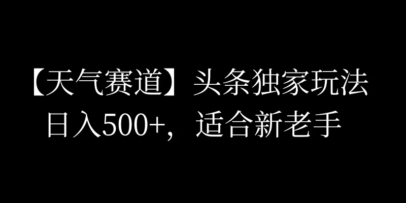 头条天气赛道，日入500+，独家玩法，AI模板写文，适合新老手-星云科技 adyun.org