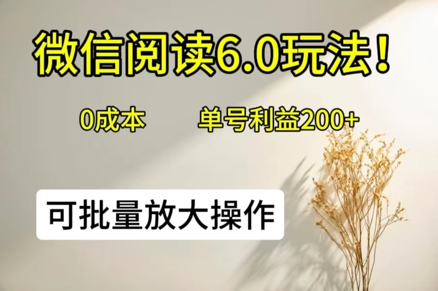 微信阅读6.0玩法！0撸，单号利益200+，可批量放大操作-星云科技 adyun.org