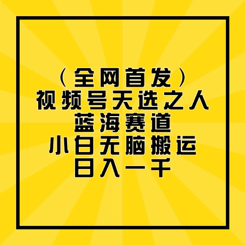 全网首发，视频号天选之人蓝海赛道，小白无脑搬运日入一千-星云科技 adyun.org