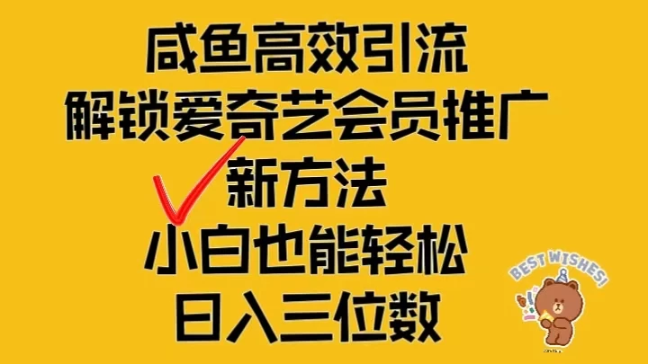 闲鱼高效引流，解锁爱奇艺会员推广新玩法，小白也能轻松日入三位数-星云科技 adyun.org