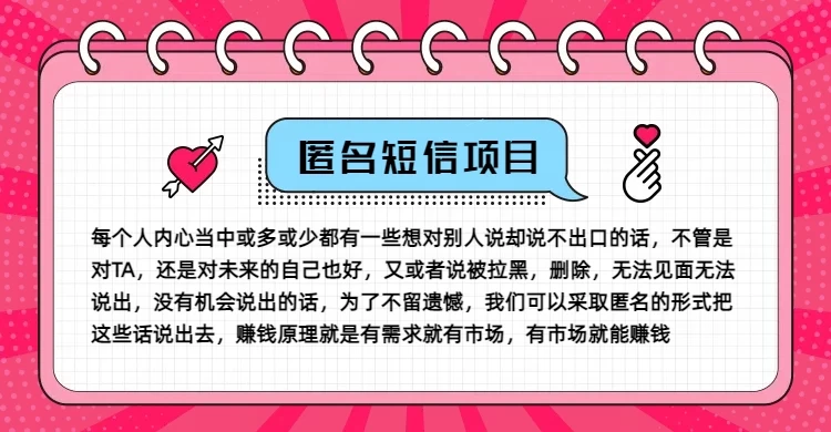 冷门小众赚钱项目，匿名短信，玩转信息差，月入五位数-星云科技 adyun.org