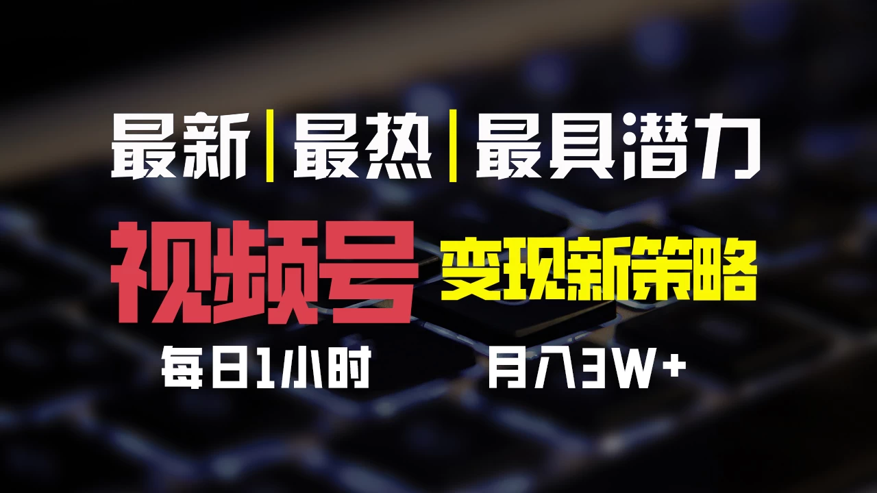 视频号变现新策略，每日只需一小时，月入30000+-星云科技 adyun.org