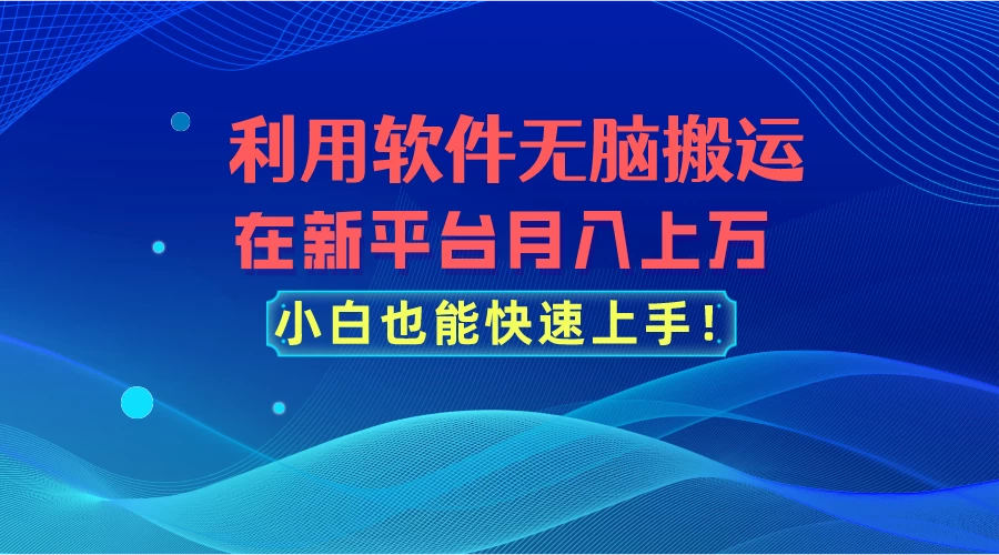 利用软件无脑搬运，在新平台月入上万，小白也能快速上手-星云科技 adyun.org