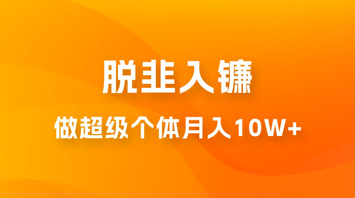 脱韭入镰，通过做「超级个体」月入 10w+，普通人实现阶层跨越的最优解-星云科技 adyun.org