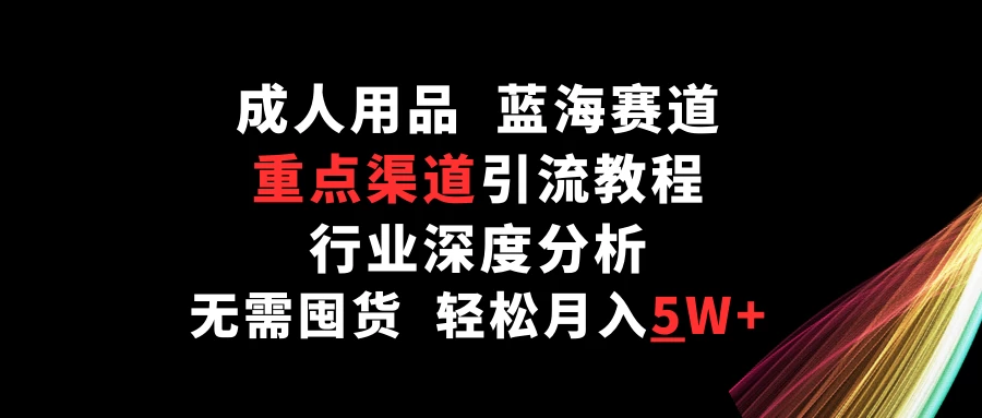 成人用品，蓝海赛道，重点渠道引流教程，行业深度分析，无需囤货，轻松月入5W+-星云科技 adyun.org