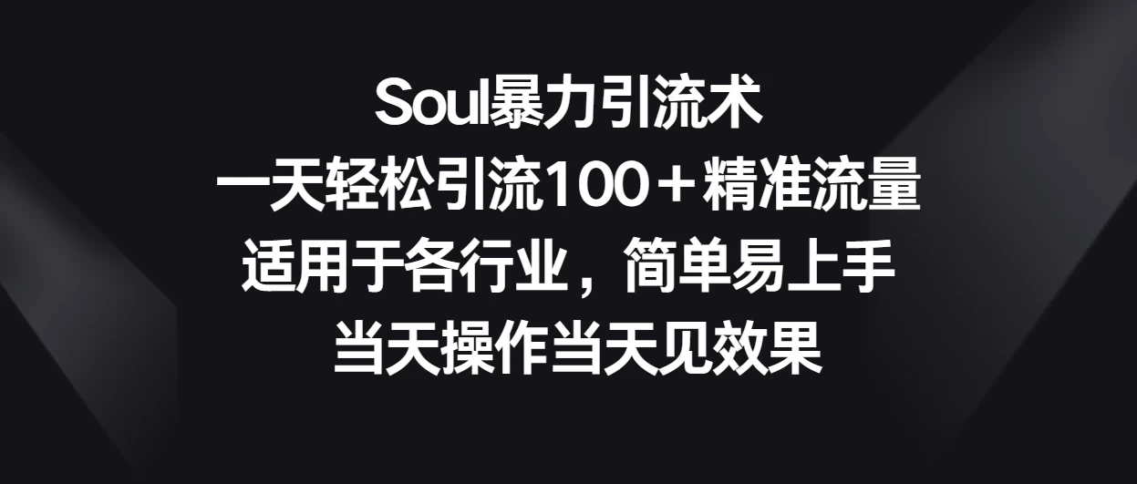 Soul暴力引流术，一天轻松引流100＋精准流量，适用于各行业，简单易上手 当天操作当天见效果-星云科技 adyun.org