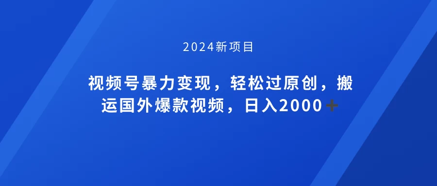 视频号创作者分成计划，搬运国外爆款视频，100%过原创，小白也能品22000+-星云科技 adyun.org