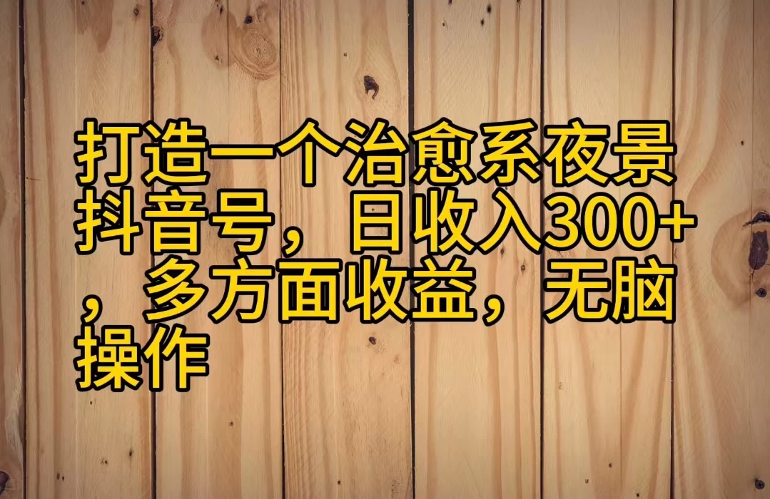 打造一个治愈系夜景抖音号，日收入300+，多方面收益，无脑操作-星云科技 adyun.org