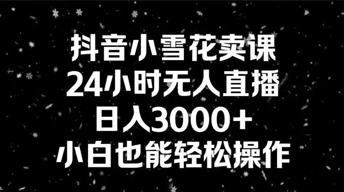 抖音小雪花卖课，24 小时无人直播，日入 3000+ ，小白也能轻松操作-星云科技 adyun.org