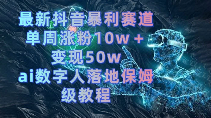 最新抖音暴利赛道，单周涨粉 10w+ 变现 50w 的 AI 数字人落地保姆级教程-星云科技 adyun.org