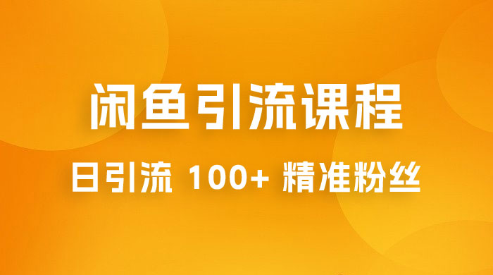 闲鱼引流课程：三个账号操作 20 分钟，日引流 100+ 精准粉丝-星云科技 adyun.org