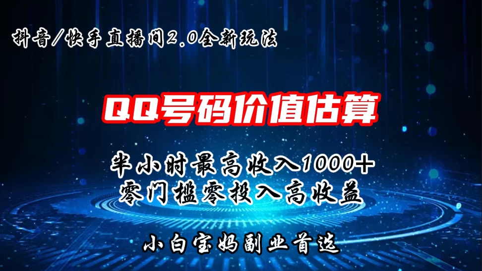 QQ号码价值估算2.0全新玩法，半小时1000+，零门槛零投入，小白首选-星云科技 adyun.org