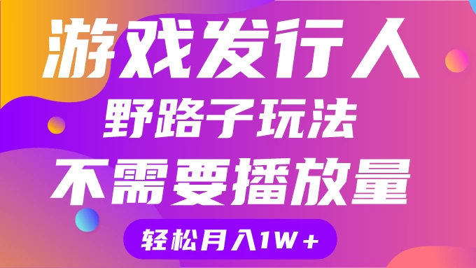 游戏发行人野路子玩法，打破播放量魔咒，月入1W+-星云科技 adyun.org