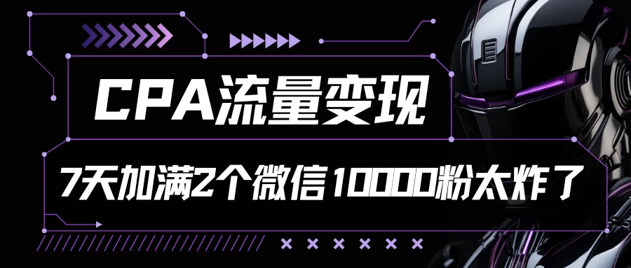 CPA流量变现，7天加满两个微信10000粉，轻轻松松加爆微信-星云科技 adyun.org