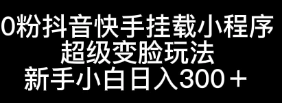 0粉抖音快手挂载小程序，超级变脸玩法，新手小白日入300+-星云科技 adyun.org