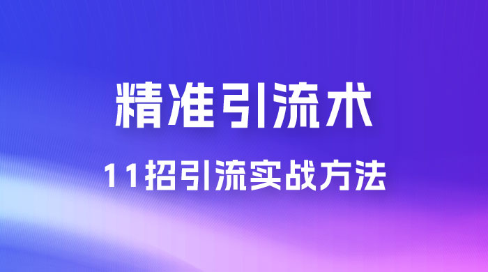 精准引流术：11 招引流实战方法，让你私域流量加到爆（共 11 课）-星云科技 adyun.org