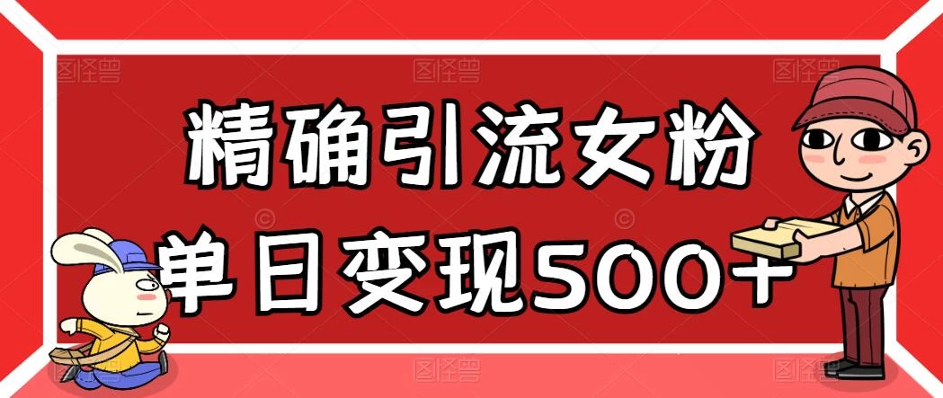 精确引流女粉，单日变现500+，高复购，保姆级教程-星云科技 adyun.org