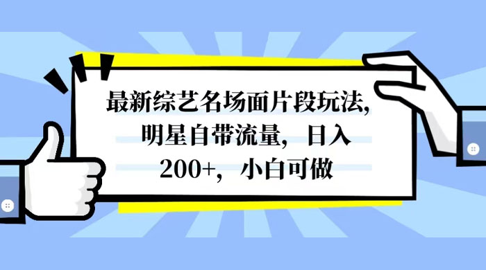 最新综艺名场面片段玩法，明星自带流量，日入200+，小白可做-星云科技 adyun.org