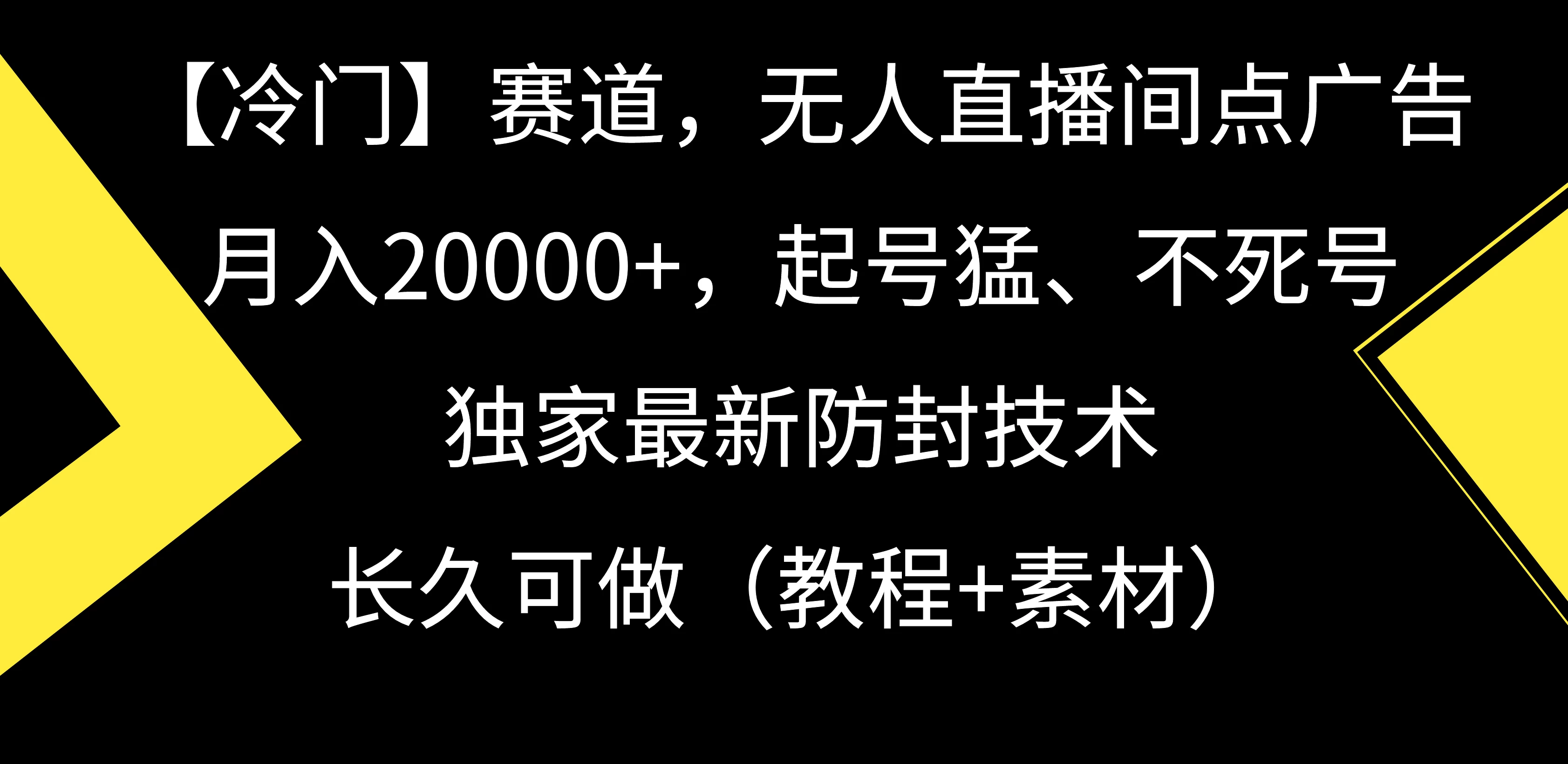 【冷门】赛道，无人直播间点广告，月入20000+，起号猛、不死号，独家最新防封技术，长久可做（教程+素材）-星云科技 adyun.org