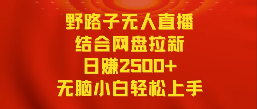 无人直播野路子结合网盘拉新，日赚2500+多平台变现，小白无脑轻松上手操作-星云科技 adyun.org