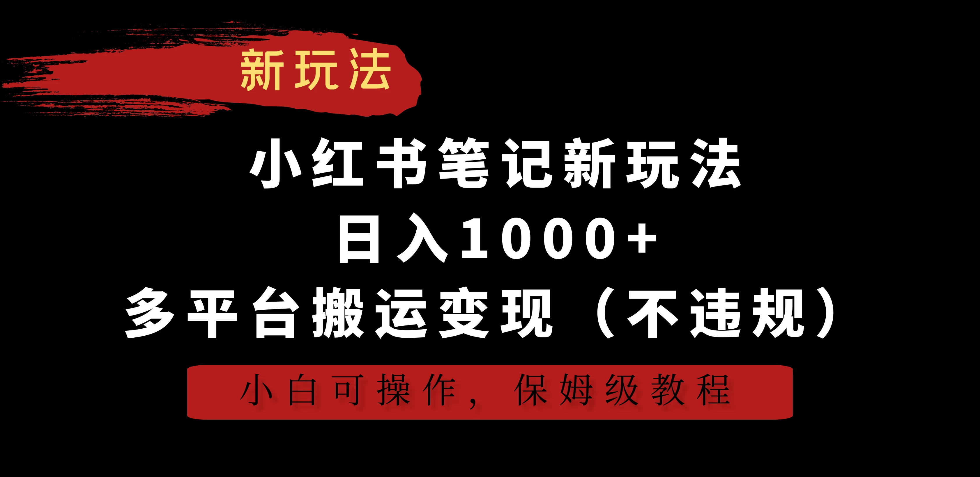 小红书笔记新玩法，日入1000+，多平台搬运变现（不违规），小白可操作，保姆级教程-星云科技 adyun.org