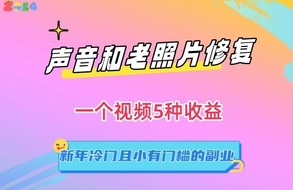 声音和老照片修复，一个视频5种收益，新年冷门且小有门槛的副业【揭秘】-星云科技 adyun.org