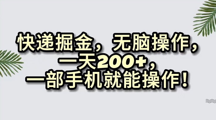 快递掘金，无脑搬运，一天 200+，一部手机就能操作-星云科技 adyun.org