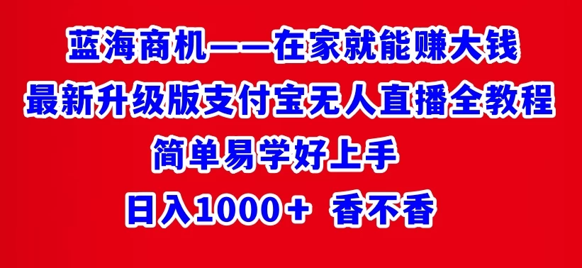 最新升级版支付宝无人直播全教程 在家就能赚大钱 日入1000＋-星云科技 adyun.org