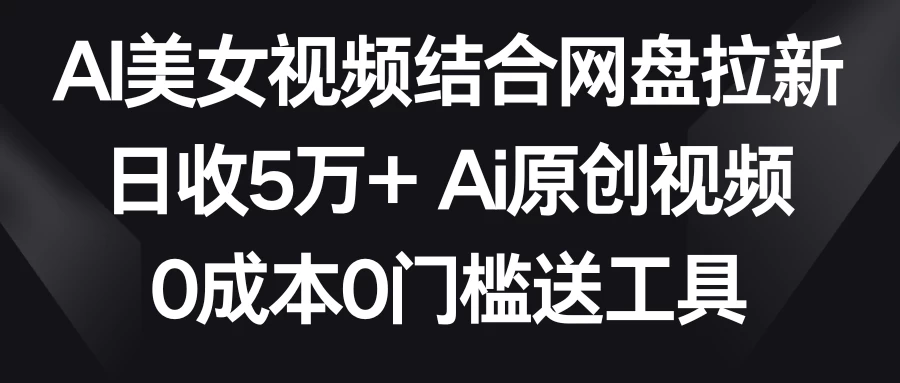 AI美女视频结合网盘拉新，日收5万+ 两分钟一条Ai原创视频，0成本0门槛送工具-星云科技 adyun.org