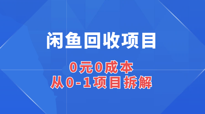 闲鱼回收项目：0 元 0 成本，从 0-1 项目拆解-星云科技 adyun.org