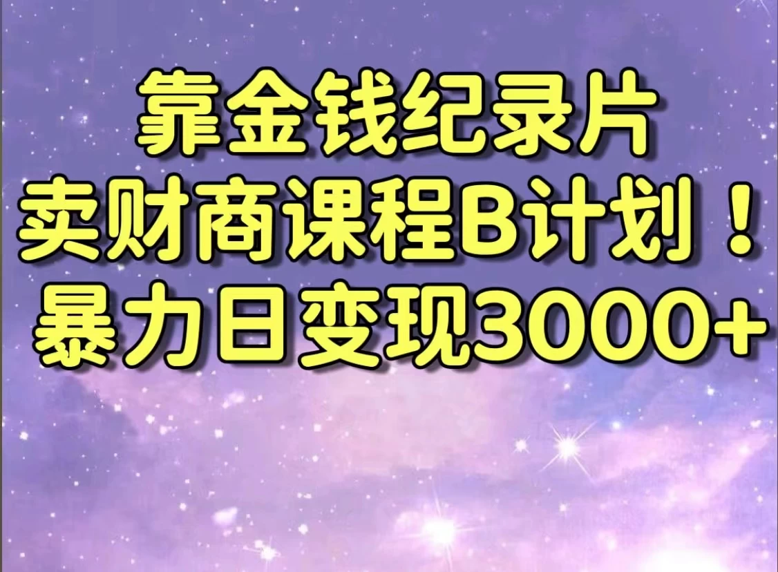 靠金钱纪录片卖财商课程，暴力日变现3000+，喂饭级干货教学！！-星云科技 adyun.org