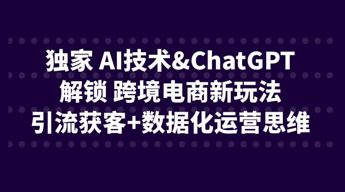 独家 AI 技术 ChatGPT 解锁跨境电商新玩法：引流获客 + 数据化运营思维-星云科技 adyun.org