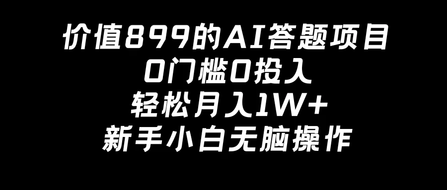 价值899的AI答题项目，0门槛0投入，轻松月入1W+，新手小白无脑操作-星云科技 adyun.org