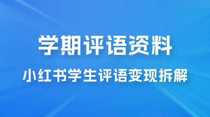 副业拆解：小红书学期评语资料变现项目，视频版一条龙实操玩法分享给你-星云科技 adyun.org