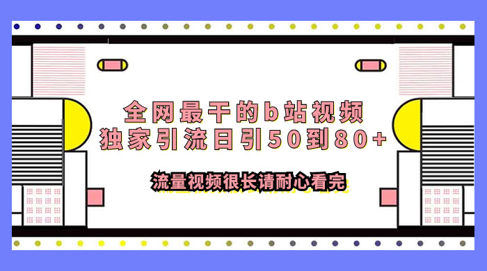 全网最干的 B 站视频独家引流，日引 50~80+ 流量-星云科技 adyun.org