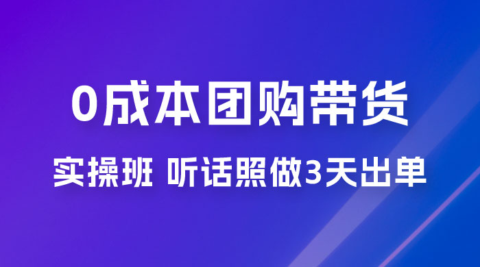 点金手 0 成本团购带货实操班，听话照做 3 天出单-星云科技 adyun.org