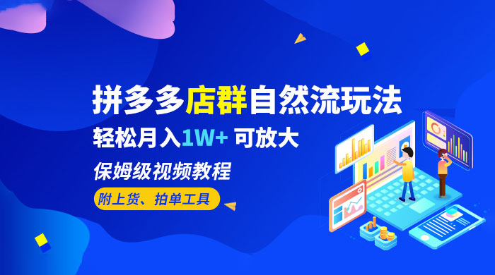 拼多多店群自然流玩法：轻松月入 1W+ 保姆级视频教程（附上货、拍单工具）-星云科技 adyun.org