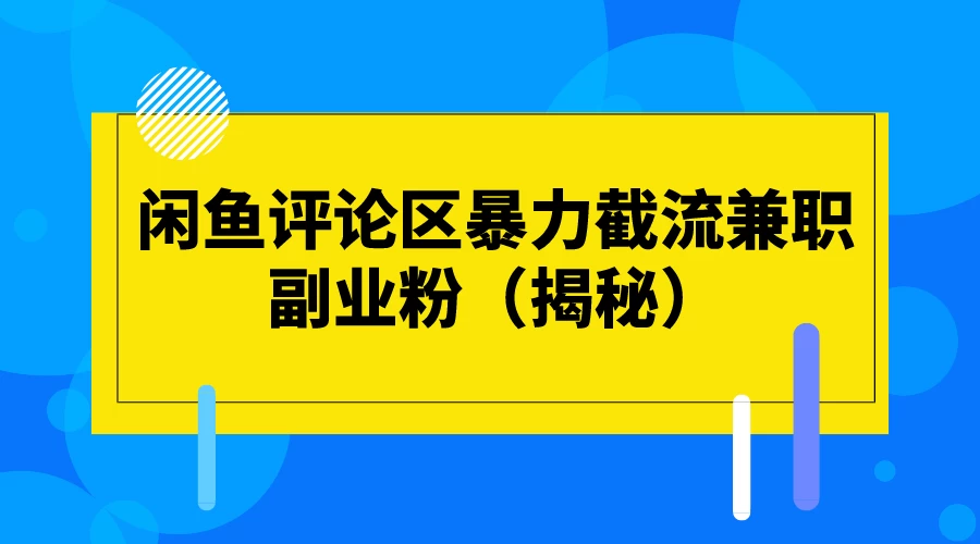 闲鱼评论区暴力截流兼职副业粉（揭秘）-星云科技 adyun.org