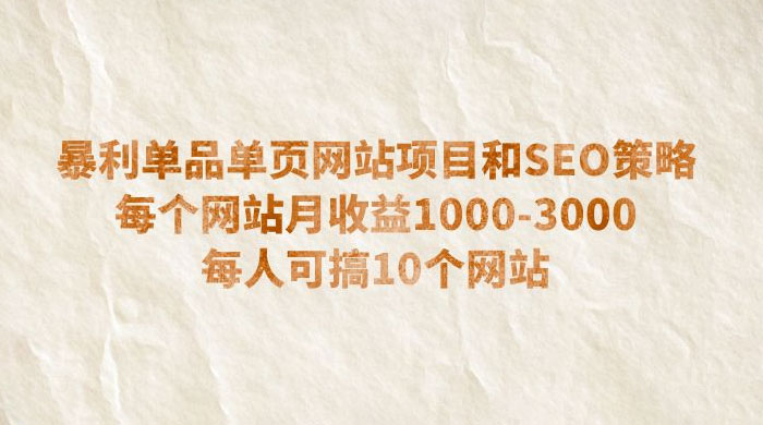 暴利单品单页网站项目和 SEO 策略：每个网站月收益 1000~3000 每人可搞 10 个-星云科技 adyun.org