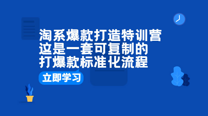 淘系爆款打造特训营：这是一套可复制的打爆款标准化流程-星云科技 adyun.org