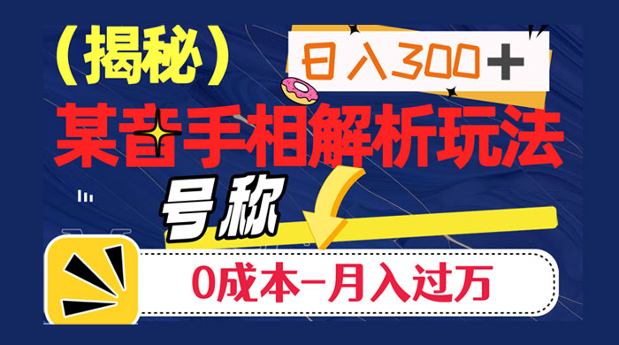 抖音手相解析玩法，聊聊天日入 300+，号称 0 成本月入过万-星云科技 adyun.org