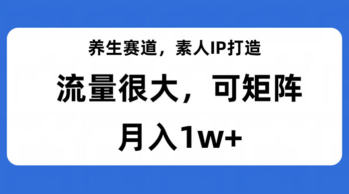 养生赛道，素人IP打造，流量很大，可矩阵，月入1w+-星云科技 adyun.org