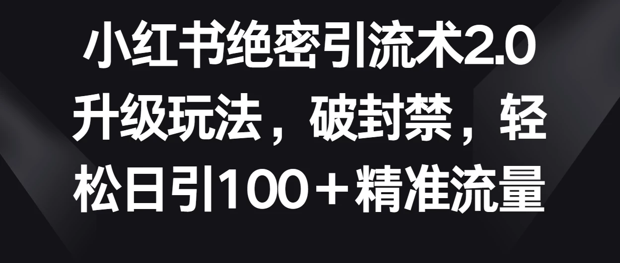 小红书绝密引流术2.0升级玩法，破封禁，轻松日引100＋精准流量-星云科技 adyun.org